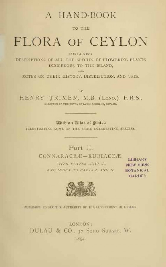 HB12 - A Handbook to the Flora of Ceylon - Part II