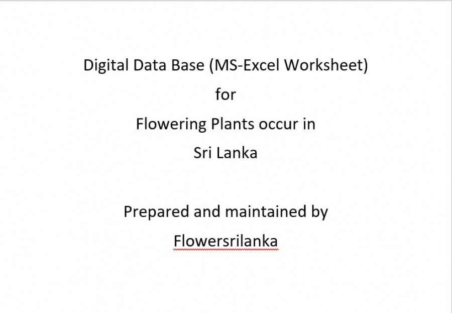 A B - Digital Data base for Flowering plant species found in Sri Lanka