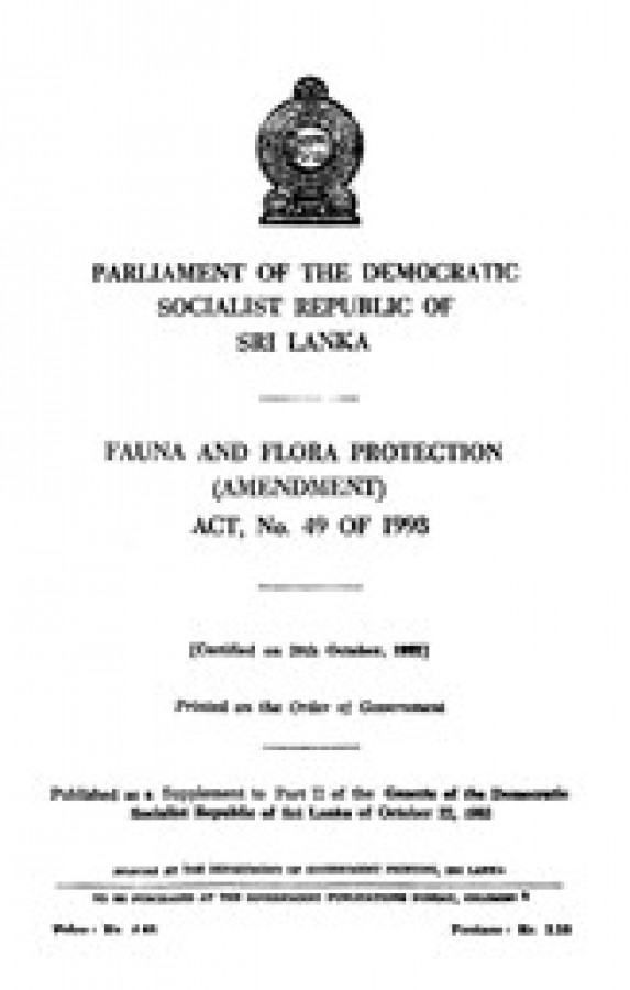 AC - Flora and Fauna Protection (amendment) Act - No 49 of 1993